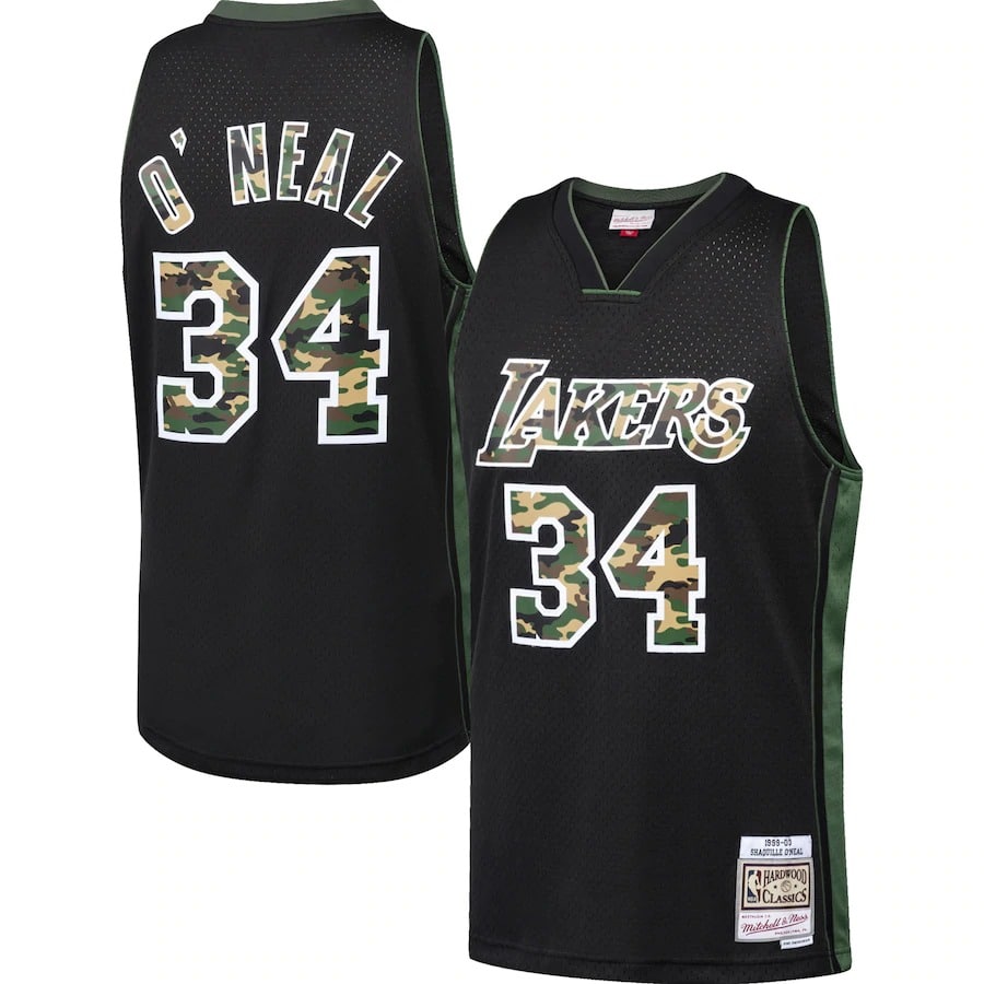 shaquille o'neal jersey lakers by mitchell and ness throwback hardwood collection