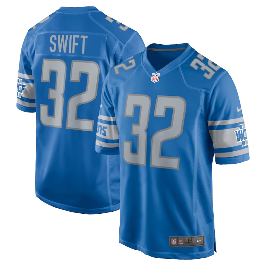 D'Andre Swift Jersey - Detroit Lions (Blue and Silver)