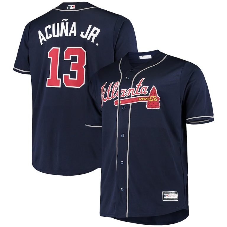 Ronald Acuna Jr Jersey Big & Tall 2X 3X 4X 5X 6X XLT-5XLT Blue, Red