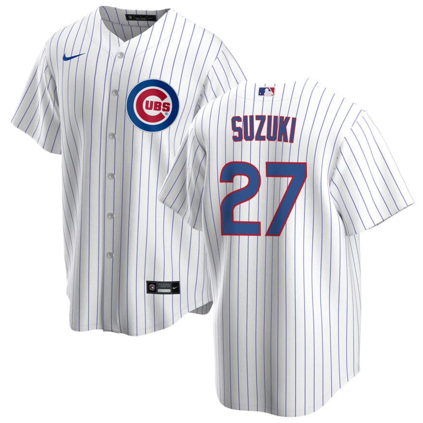 Seiya Suzuki Jersey - Cubs White Pinstripe