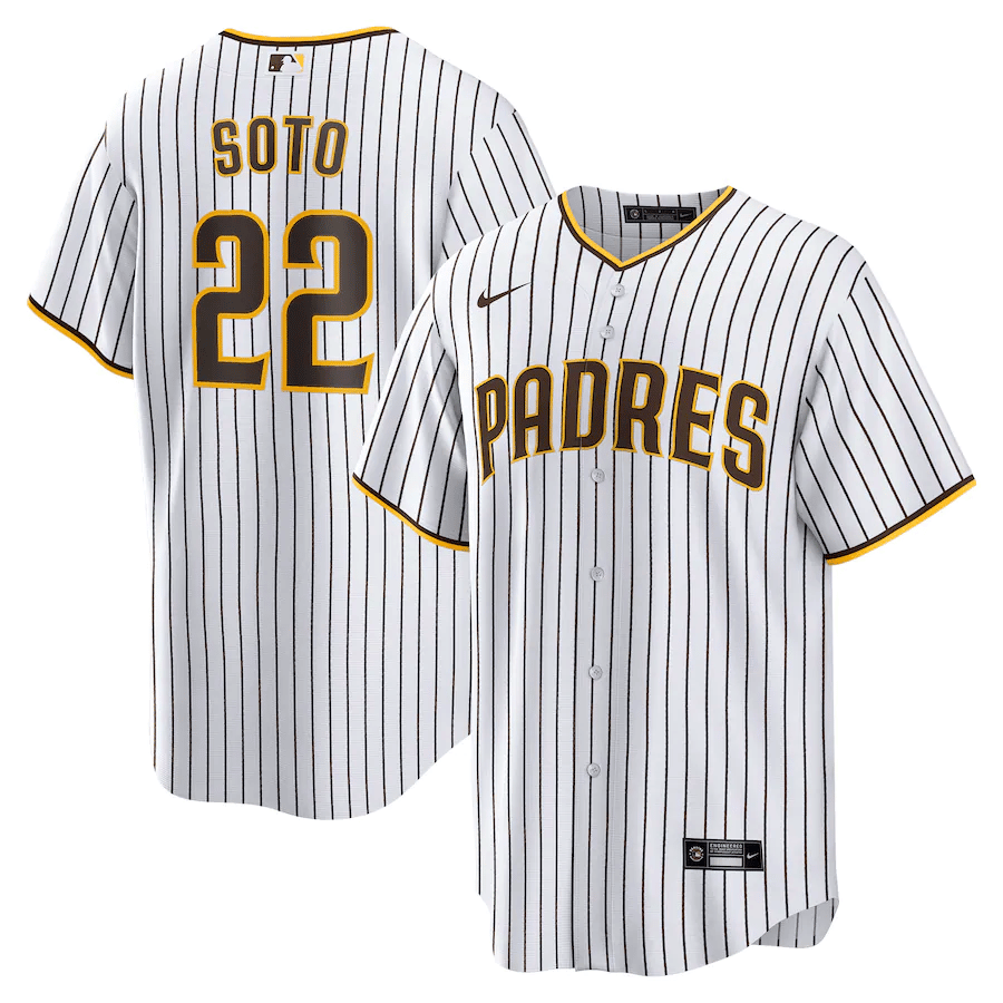 Padres Juan Soto Jersey - White and Brown Pinstripe by Nike