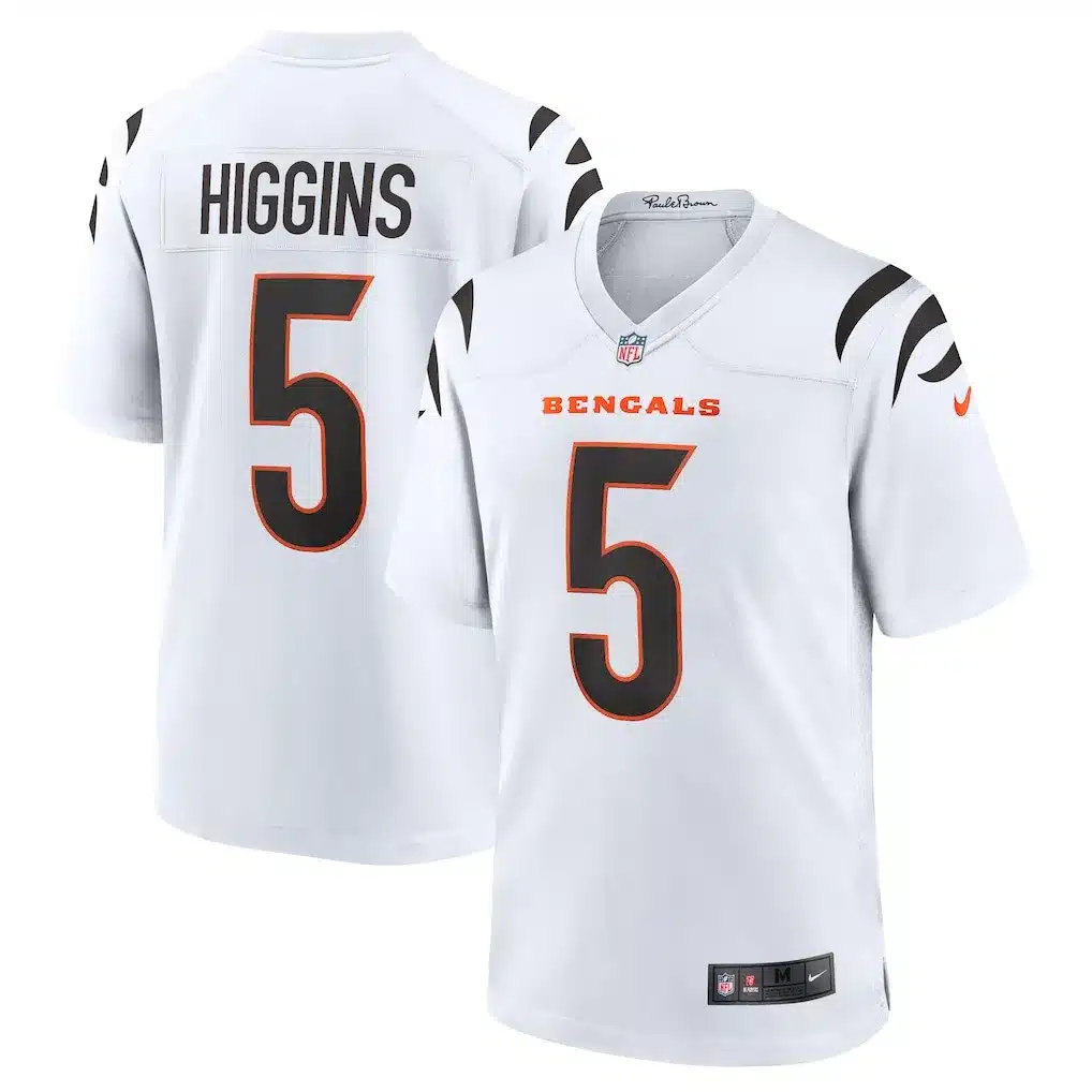 White Nike Tee Higgins Jersey in S-4XL - Cincinnati Bengals